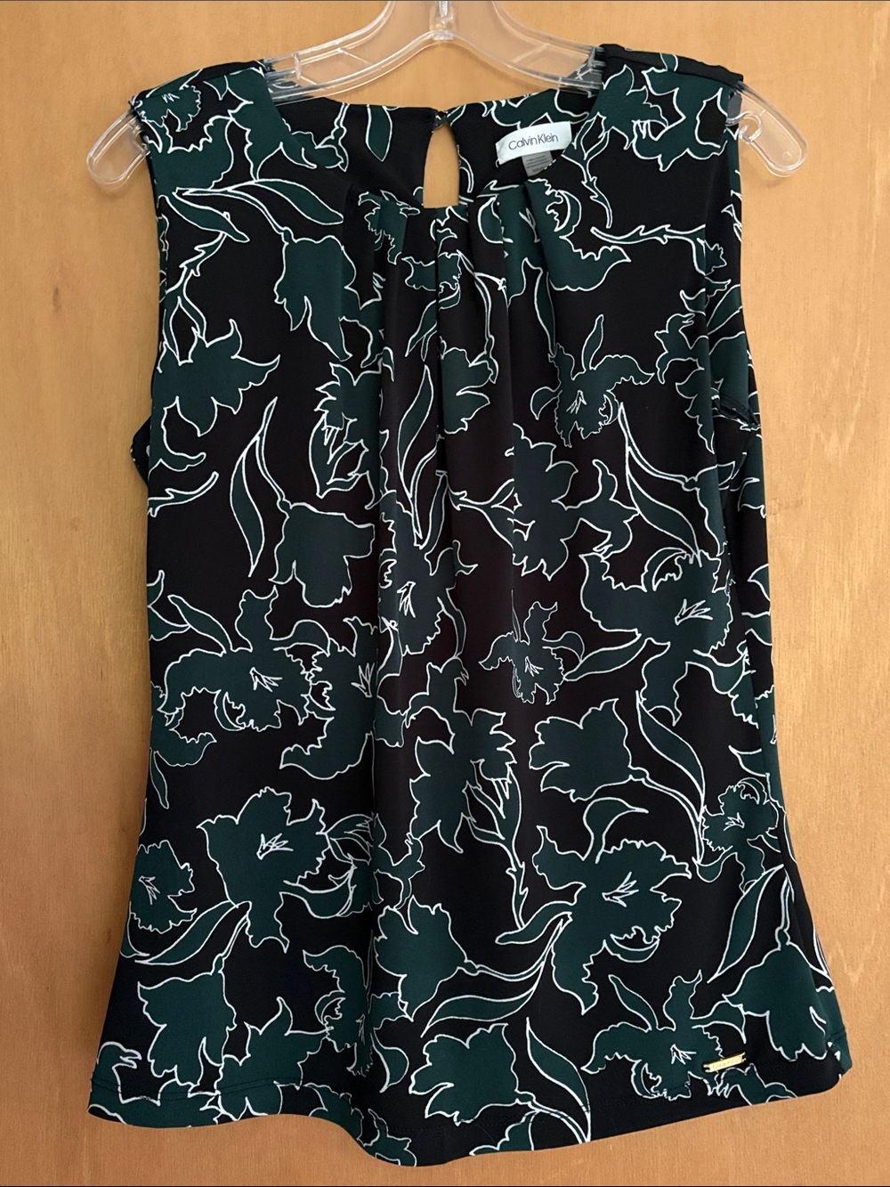 Calvin Klein Black & Dark Green Floral Sleeveless Camisole